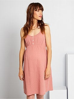 Vestido pré-mamã em gaze de algodão - Kiabi