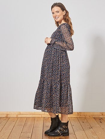 Vestido pré-mamã fluido e comprido - Kiabi