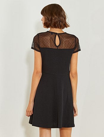 Mulher do 34 até 48 - Vestido preto com a parte superior a ponto cheio - Kiabi