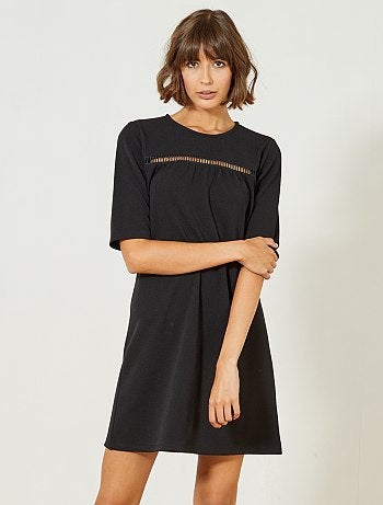 Mulher do 34 até 48 - Vestido preto com pormenor frontal - Kiabi