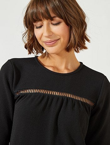 Mulher do 34 até 48 - Vestido preto com pormenor frontal - Kiabi