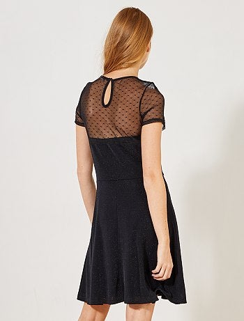 Mulher do 34 até 48 - Vestido preto com várias matérias - Kiabi