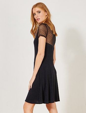 Mulher do 34 até 48 - Vestido preto com várias matérias - Kiabi