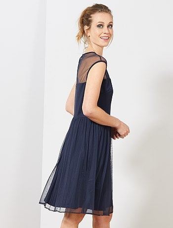 Vestido rendilhado efeito corpete - Kiabi