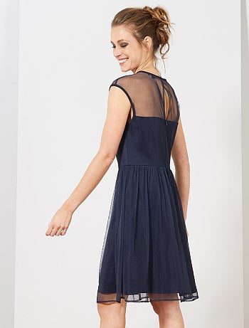 Vestido rendilhado efeito corpete - Kiabi