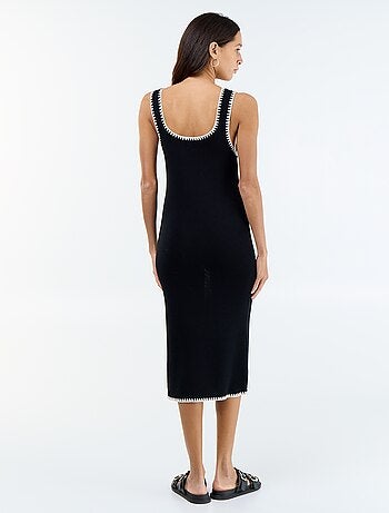 Vestido reto em malha de tricô