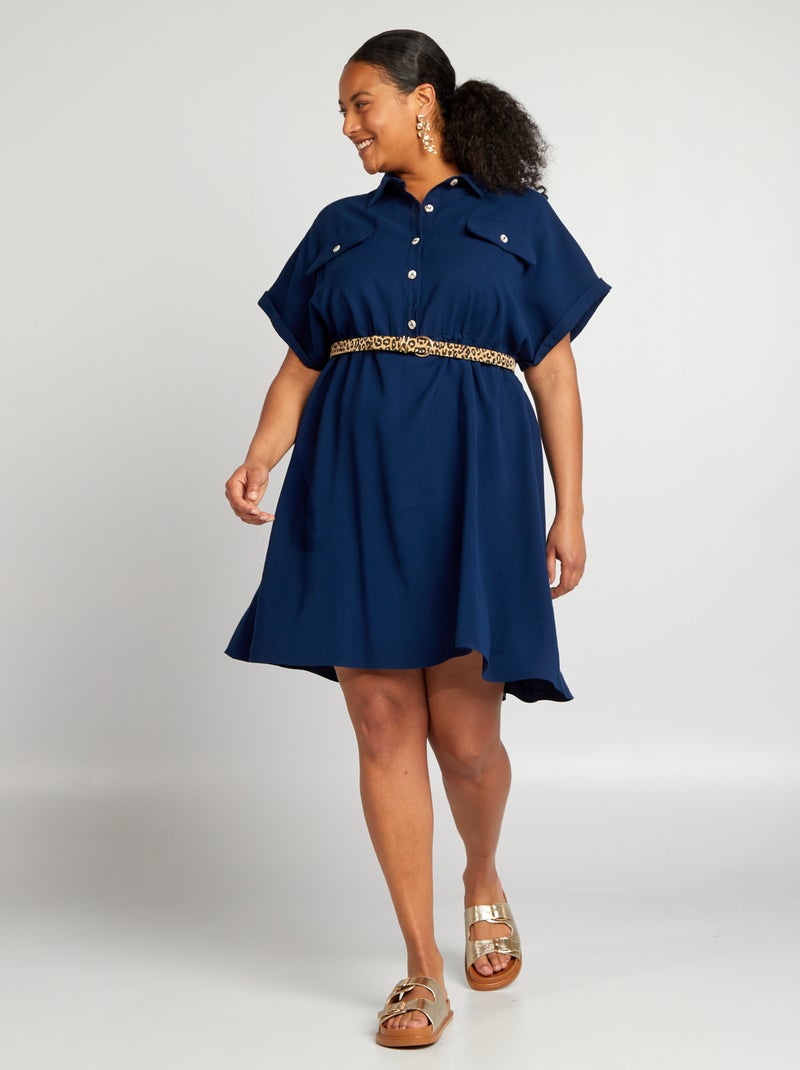 Vestido saariano curto AZUL - Kiabi