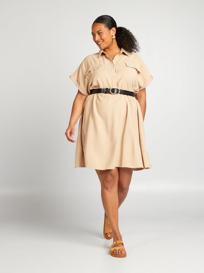 Vestido saariano curto BEGE - Kiabi