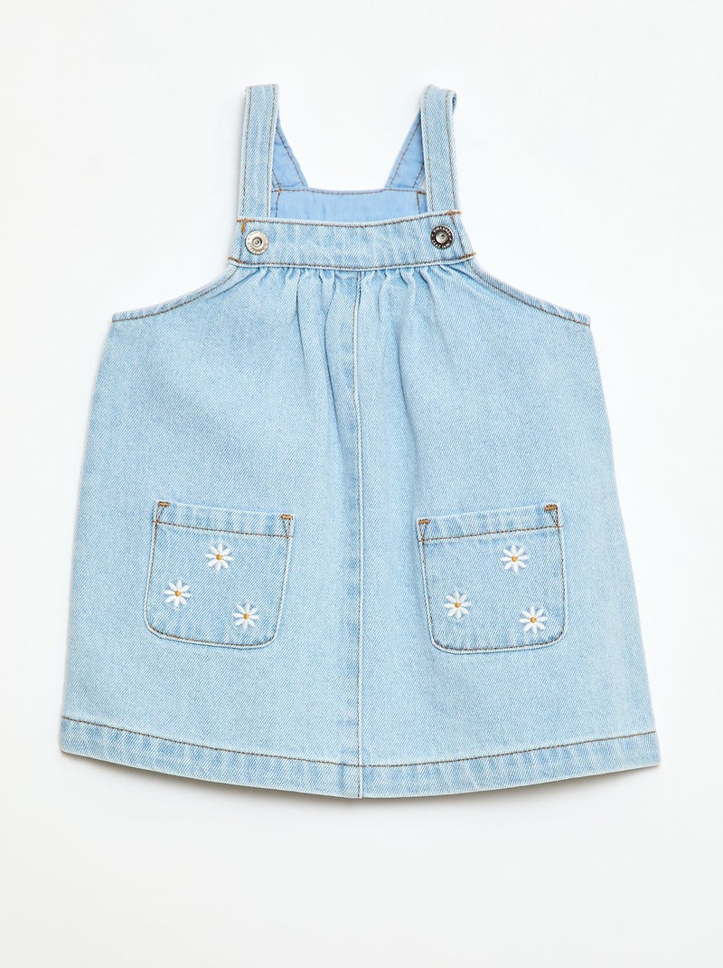 Vestido salopete com 2 bolsos frontais Azul - Kiabi