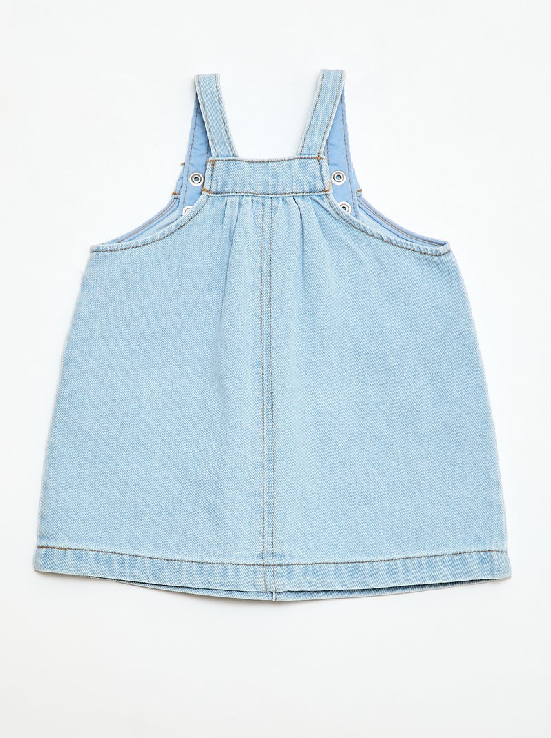Vestido salopete com 2 bolsos frontais Azul - Kiabi