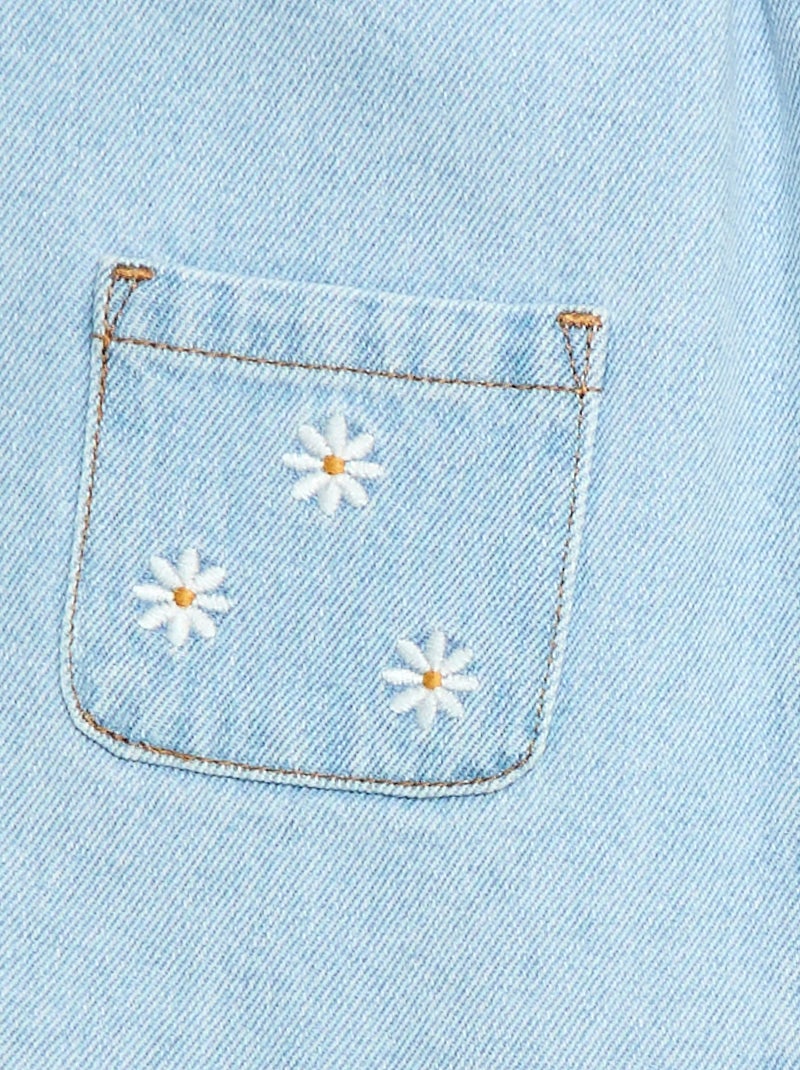 Vestido salopete com 2 bolsos frontais Azul - Kiabi