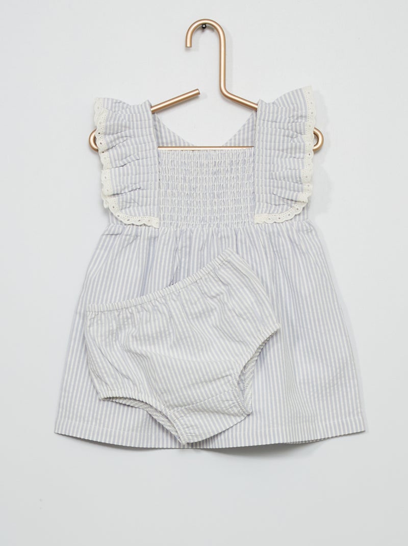 Vestido seersucker + cuecas a condizer BRANCO - Kiabi