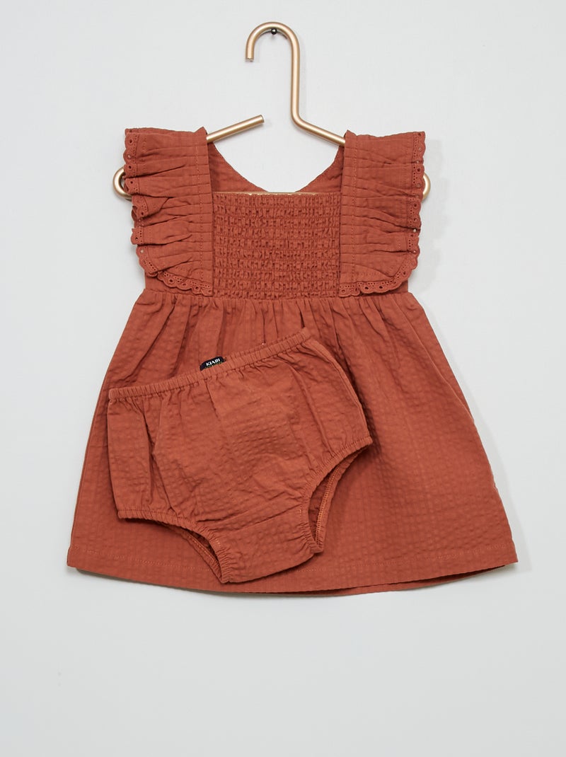 Vestido seersucker + cuecas a condizer Fuxia - Kiabi