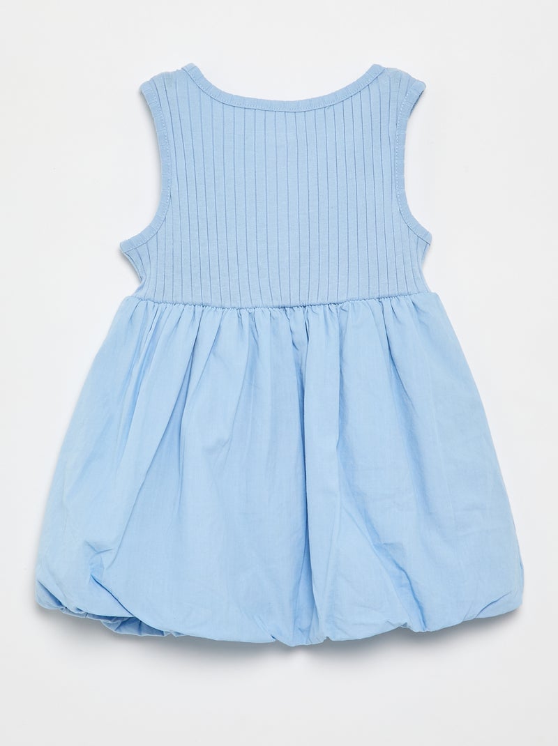 Vestido sem mangas bi-material Azul - Kiabi