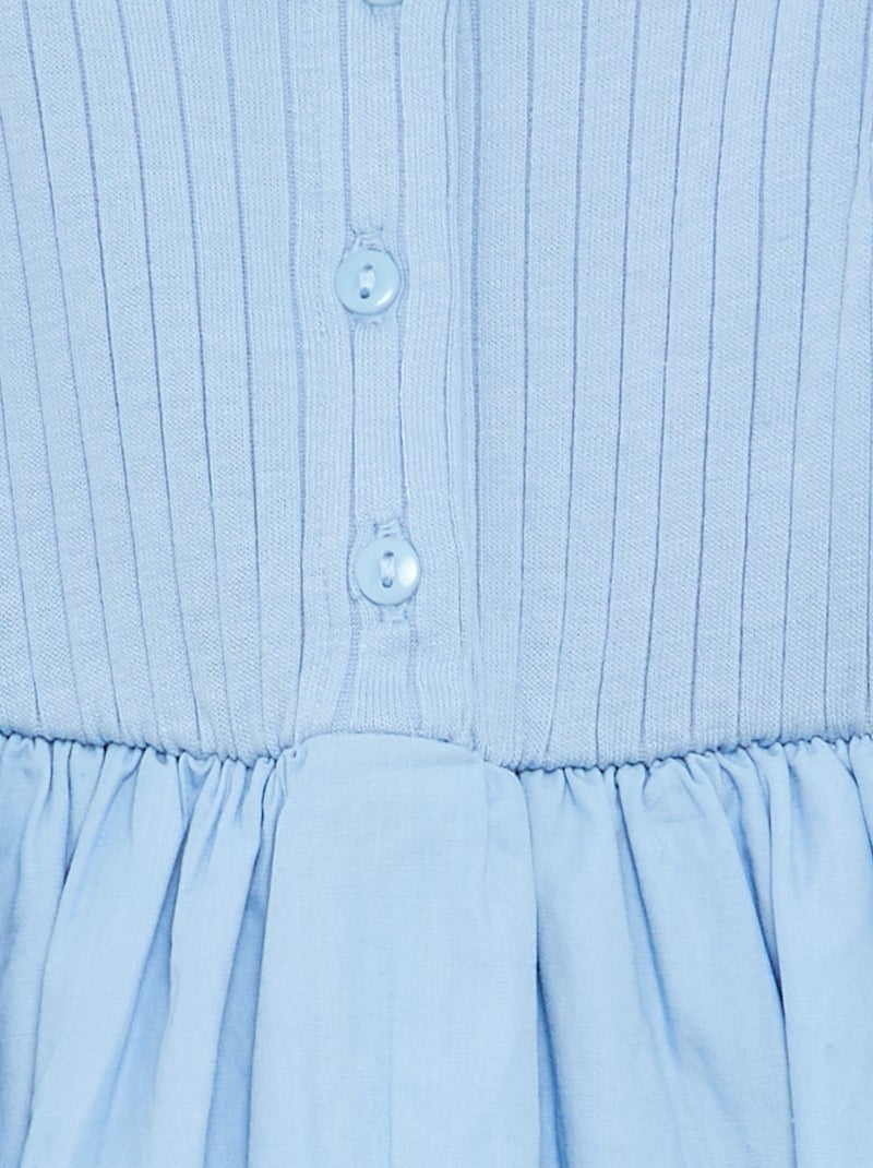 Vestido sem mangas bi-material Azul - Kiabi