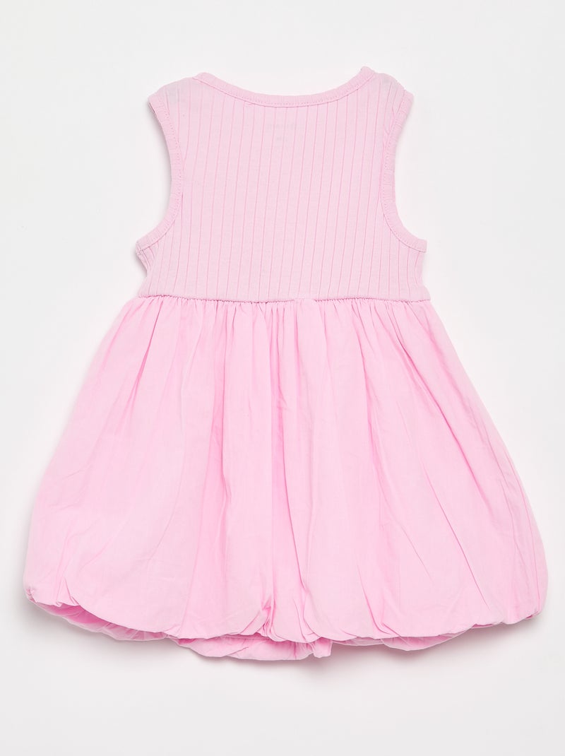 Vestido sem mangas bi-material Rosa - Kiabi