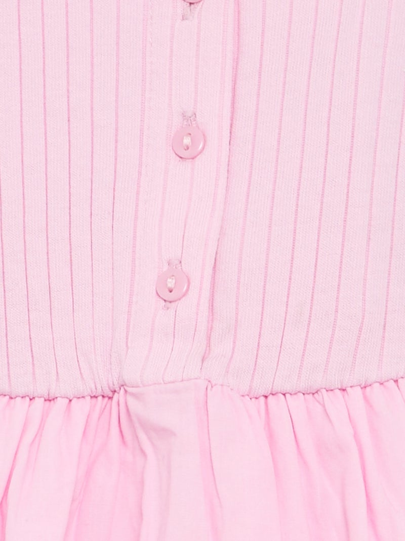 Vestido sem mangas bi-material Rosa - Kiabi