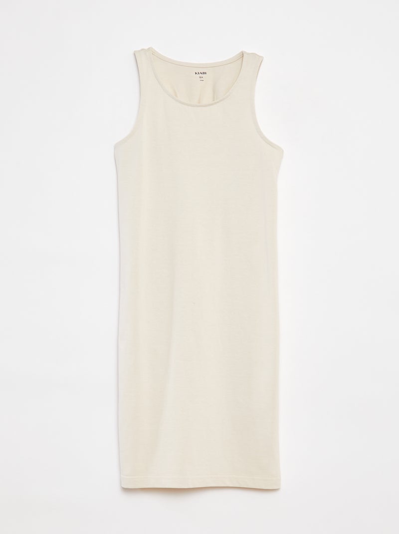 Vestido sem mangas com abertura atrás Bege - Kiabi