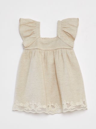Vestido sem mangas com bordado