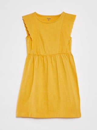 Vestido sem mangas com bordado inglês