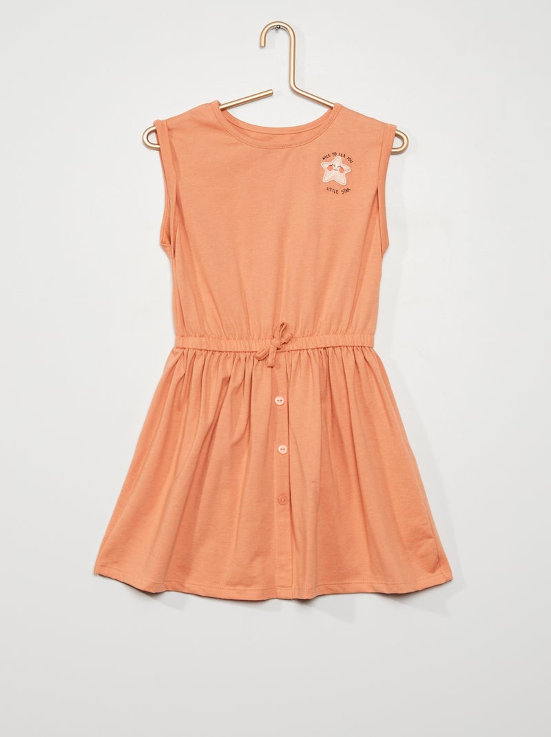 Vestido sem mangas com botões LARANJA - Kiabi