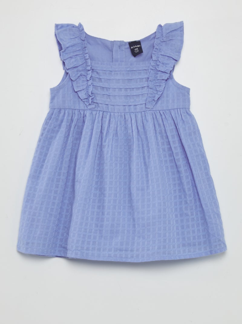 Vestido sem mangas com folhos AZUL - Kiabi