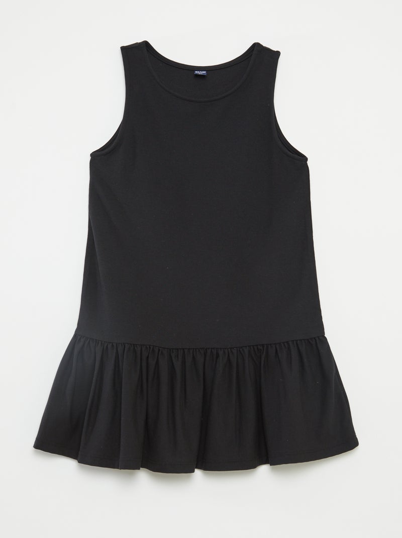Vestido sem mangas com folhos Preto - Kiabi