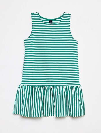 Vestido sem mangas com folhos