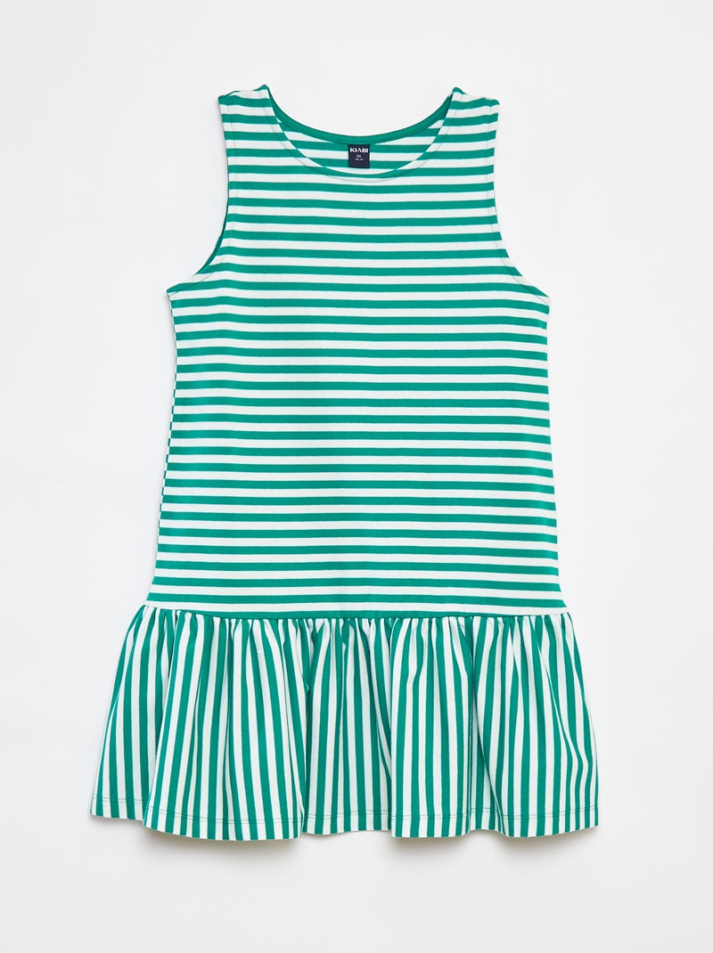 Vestido sem mangas com folhos VERDE - Kiabi