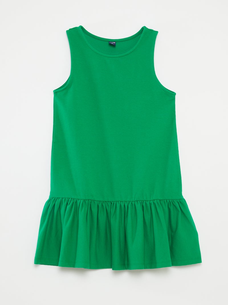 Vestido sem mangas com folhos VERDE - Kiabi