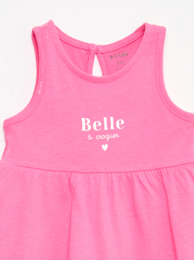 Vestido sem mangas com mensagem Rosa - Kiabi