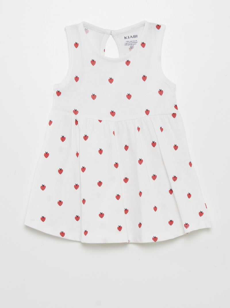 Vestido sem mangas com motivo BRANCO - Kiabi