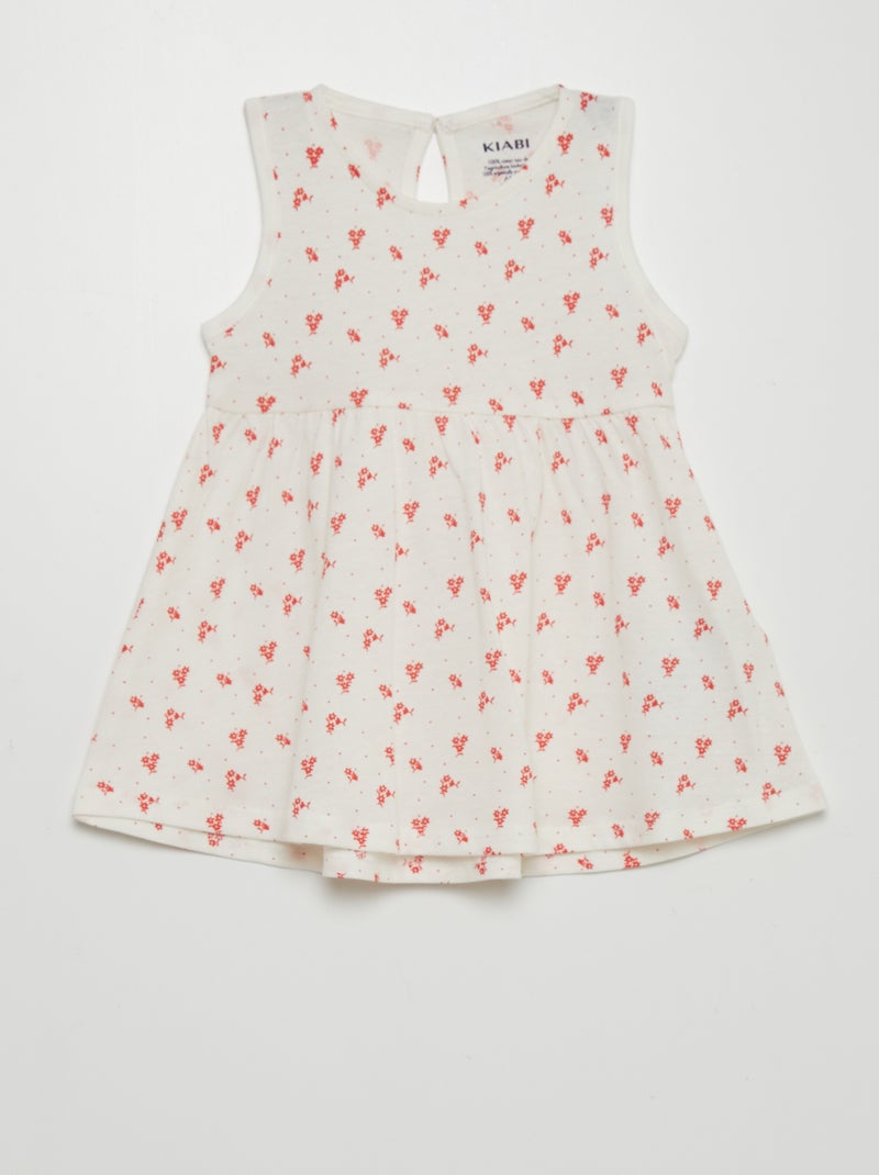 Vestido sem mangas com motivo BRANCO - Kiabi
