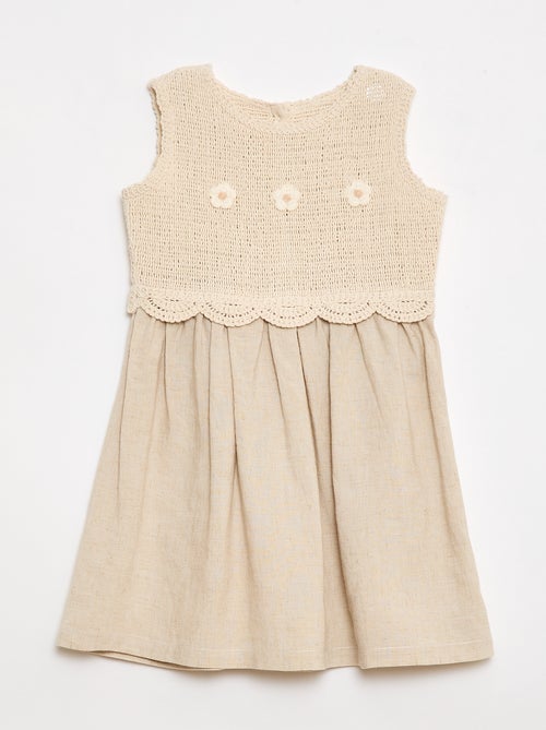 Vestido sem mangas com parte superior em crochê - Kiabi