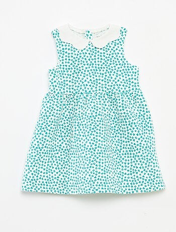 Vestido sem mangas de malha amarrotada com motivo