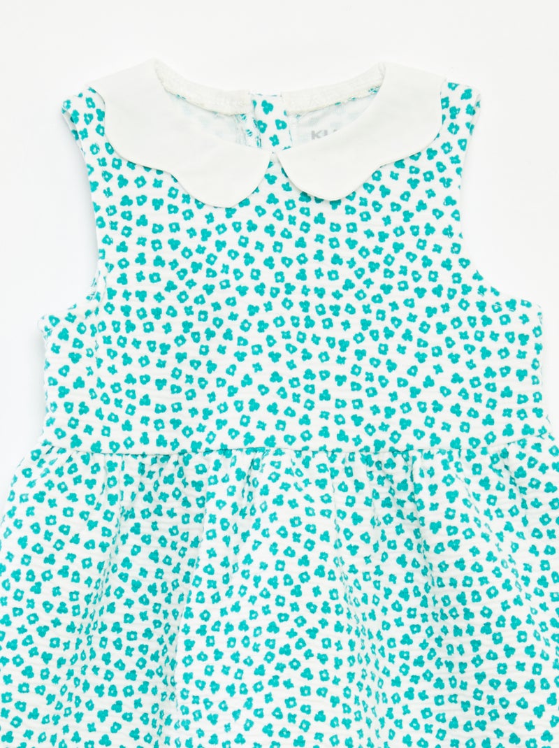 Vestido sem mangas de malha amarrotada com motivo BRANCO - Kiabi