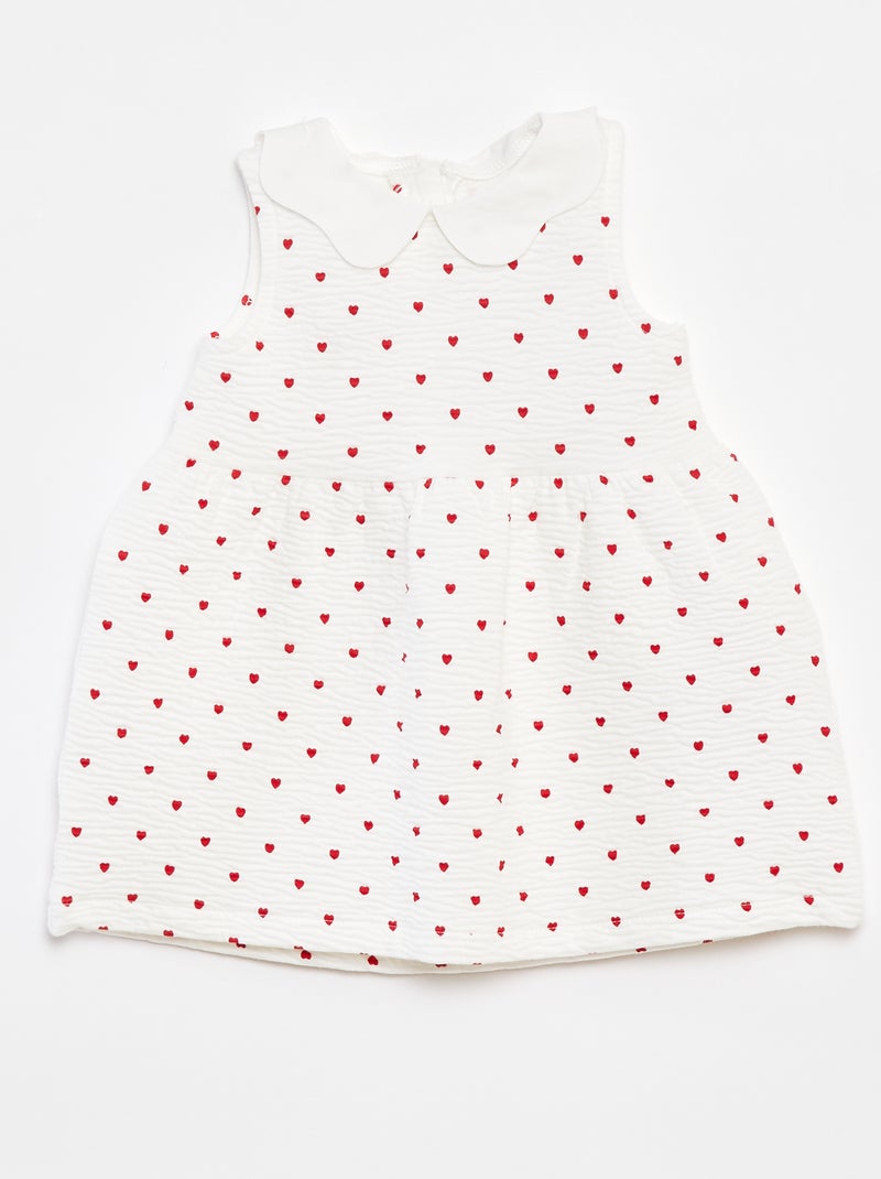 Vestido sem mangas de malha amarrotada com motivo BRANCO - Kiabi