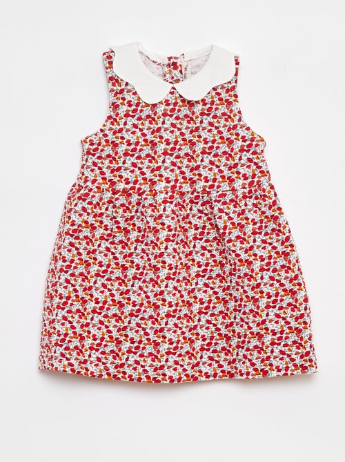 Vestido sem mangas de malha amarrotada com motivo - Kiabi