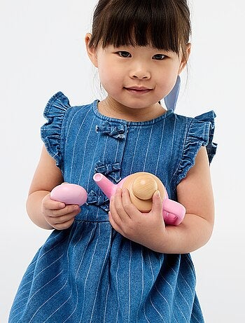 Vestido sem mangas em ganga com nós fantasia