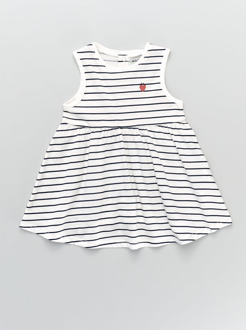 Vestido sem mangas em jersey às riscas BRANCO - Kiabi
