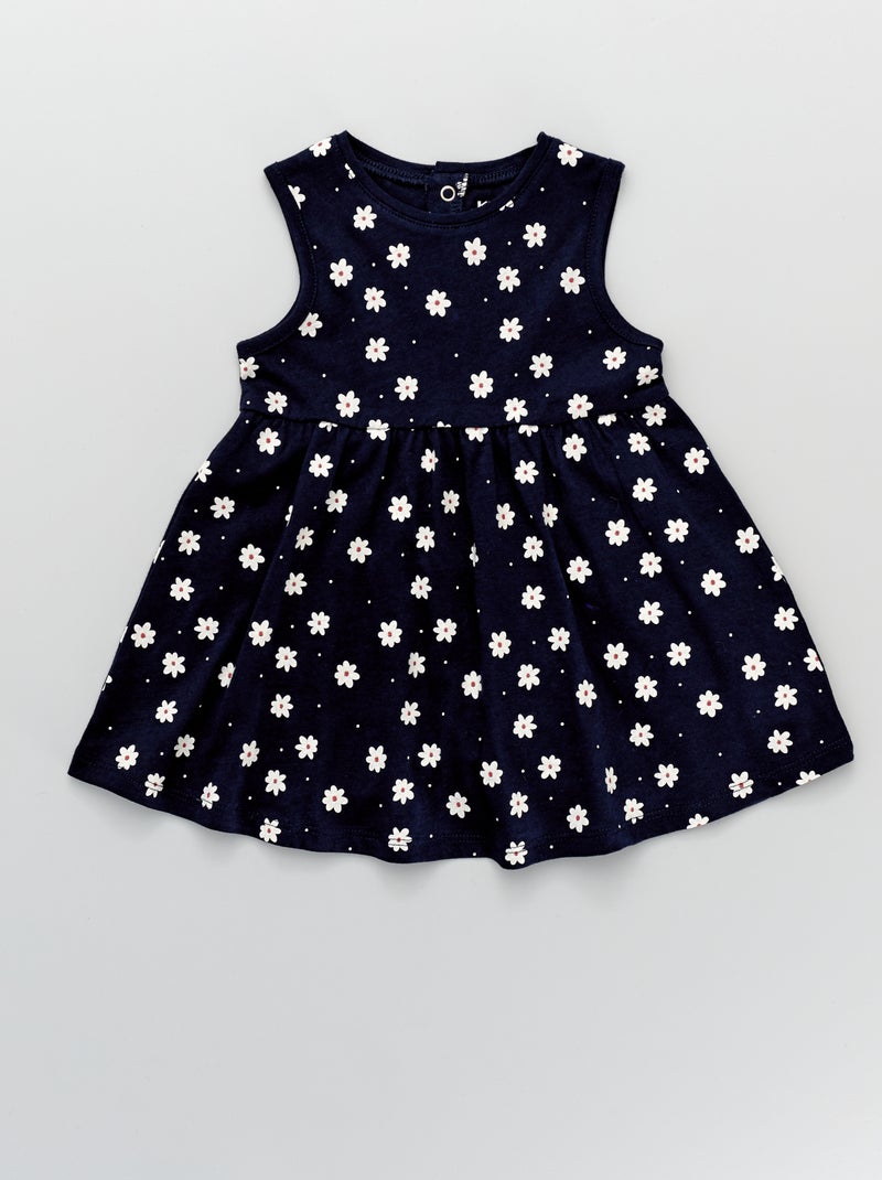 Vestido sem mangas em jersey com estampado 'flores' AZUL - Kiabi