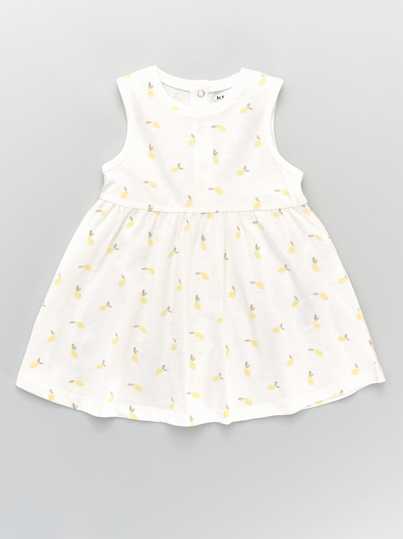 Vestido sem mangas em jersey com estampado 'limões' BRANCO - Kiabi