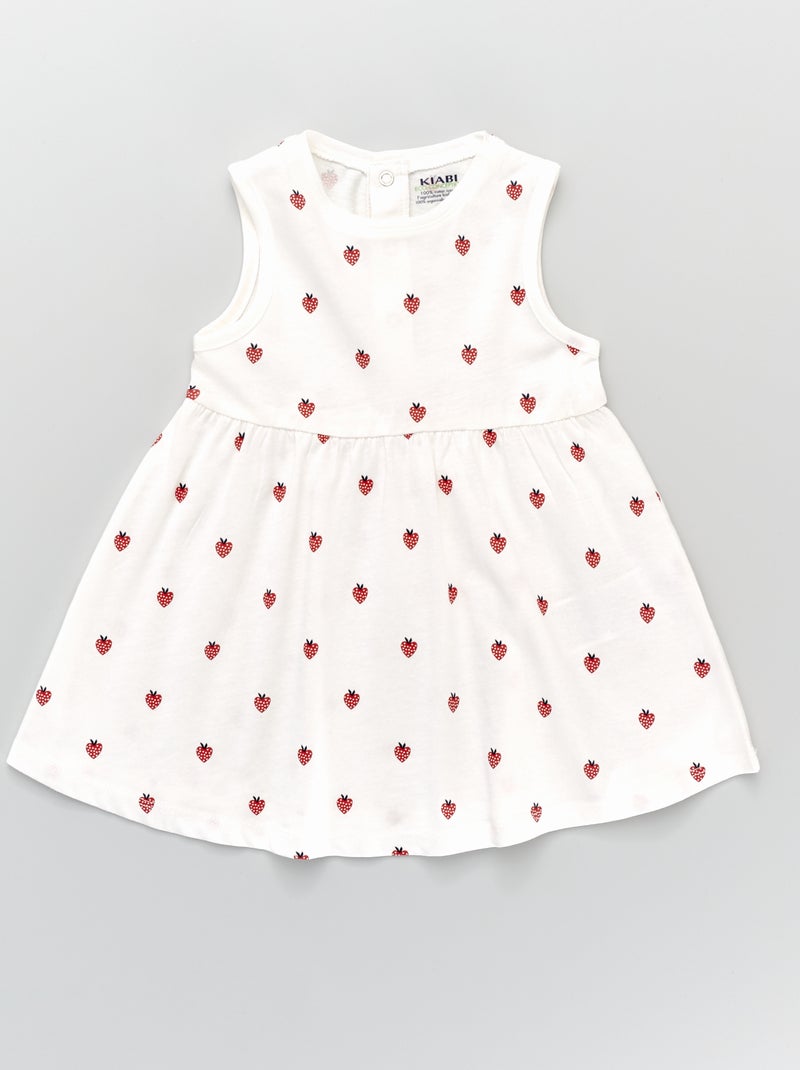 Vestido sem mangas em jersey com estampado 'morangos' BRANCO - Kiabi
