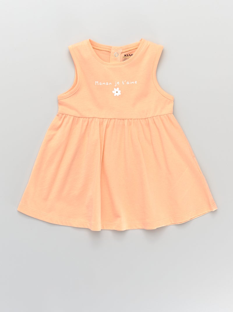 Vestido sem mangas em jersey estampado com mensagem LARANJA - Kiabi