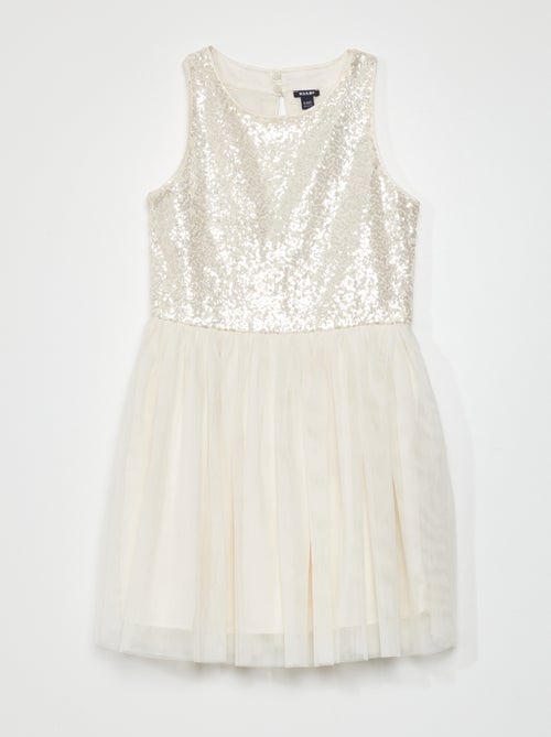 Vestido sem mangas em lantejoulas e tule - Kiabi