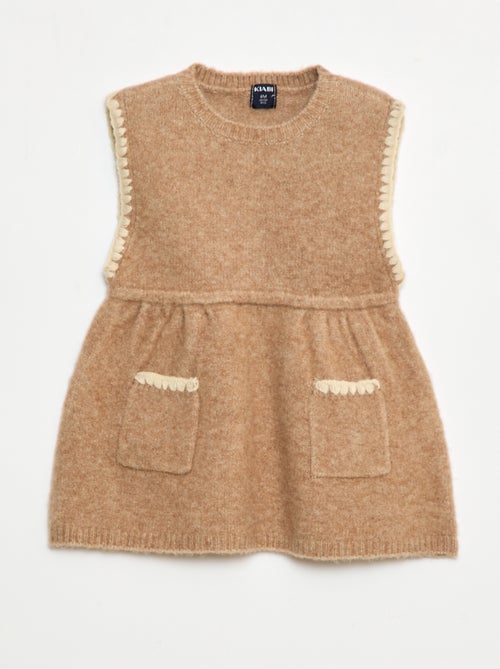 Vestido sem mangas em malha tricot com 2 bolsos - Kiabi