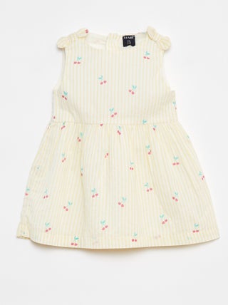 Vestido sem mangas em voile de algodão