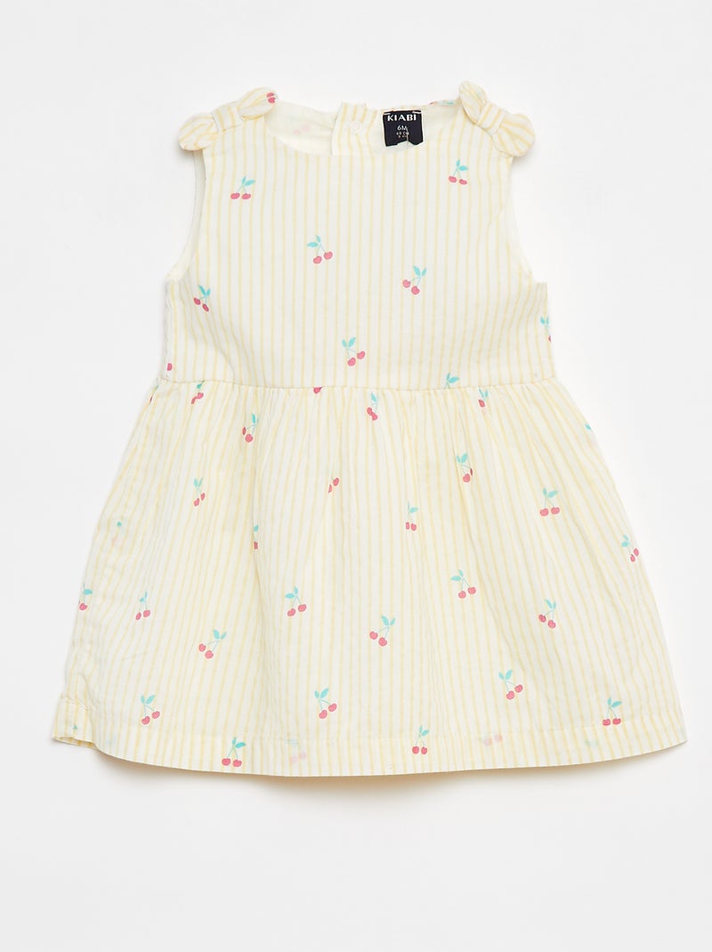 Vestido sem mangas em voile de algodão Amarelo - Kiabi