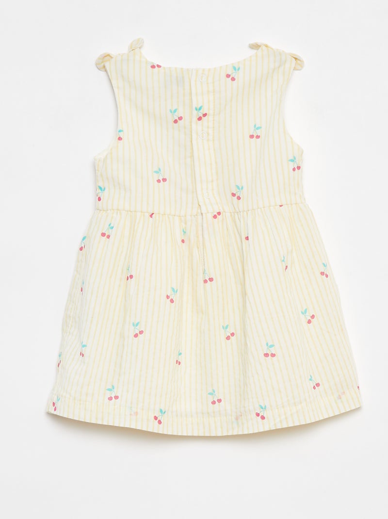 Vestido sem mangas em voile de algodão Amarelo - Kiabi