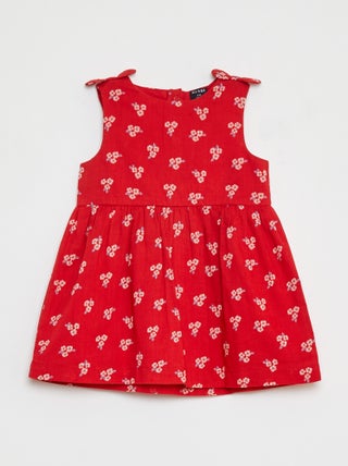 Vestido sem mangas em voile de algodão